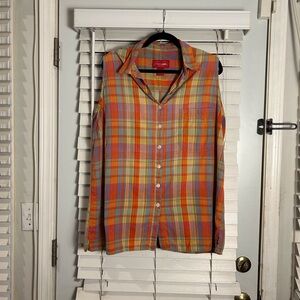 Venezia Jeans 100% Cotton Tank Shirt Button Down Plaid Women’s 18/20 Colorful